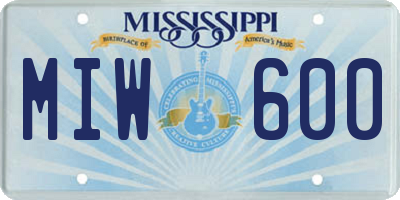 MS license plate MIW600