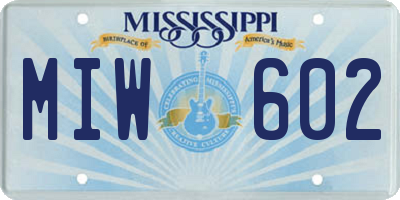 MS license plate MIW602