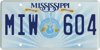 MS license plate MIW604