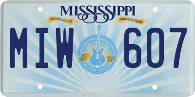 MS license plate MIW607