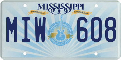 MS license plate MIW608