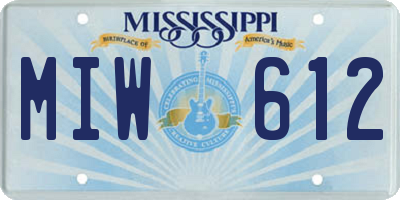 MS license plate MIW612