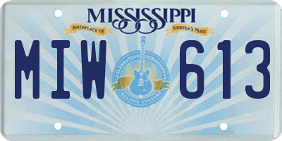 MS license plate MIW613