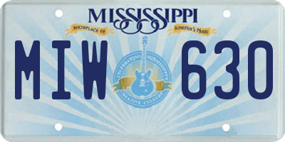 MS license plate MIW630