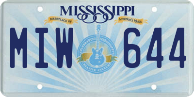 MS license plate MIW644