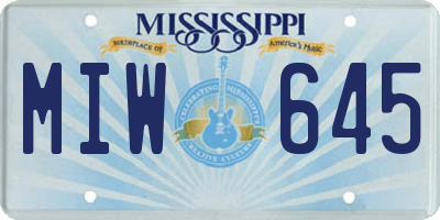 MS license plate MIW645