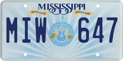 MS license plate MIW647