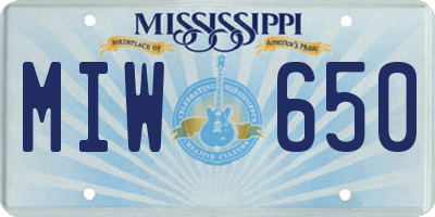 MS license plate MIW650