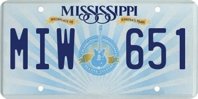 MS license plate MIW651