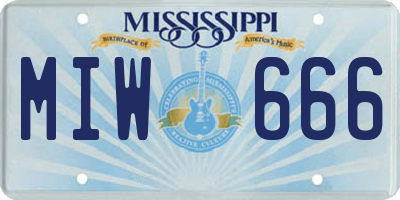 MS license plate MIW666