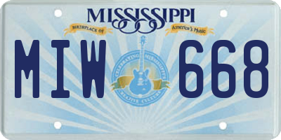 MS license plate MIW668