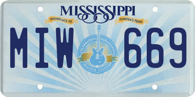 MS license plate MIW669
