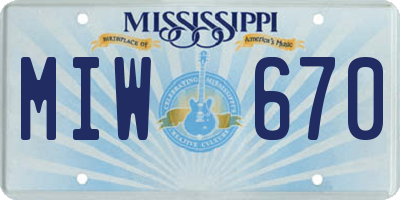 MS license plate MIW670