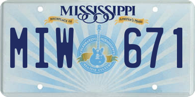 MS license plate MIW671