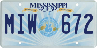MS license plate MIW672