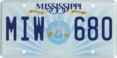 MS license plate MIW680