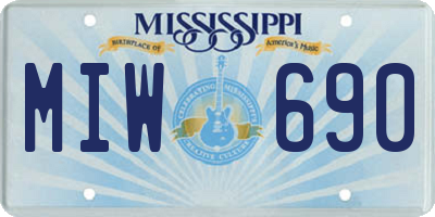 MS license plate MIW690