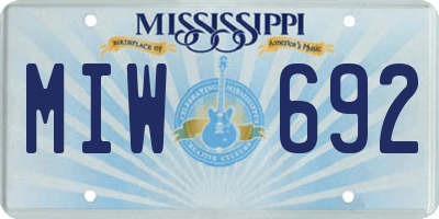 MS license plate MIW692