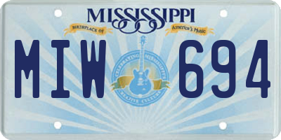 MS license plate MIW694