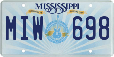 MS license plate MIW698