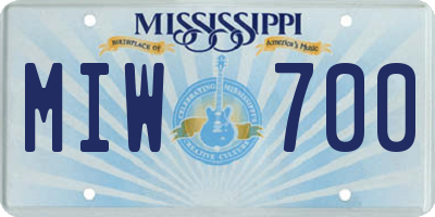 MS license plate MIW700