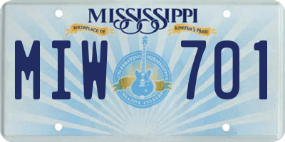 MS license plate MIW701