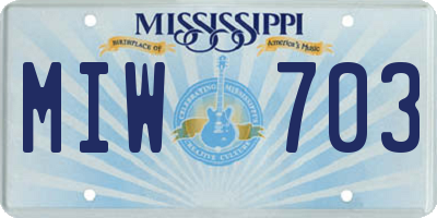 MS license plate MIW703