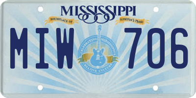MS license plate MIW706