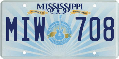 MS license plate MIW708