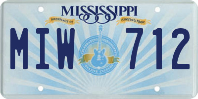 MS license plate MIW712