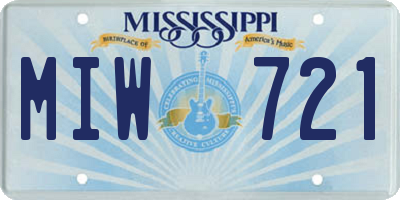 MS license plate MIW721