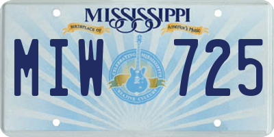 MS license plate MIW725