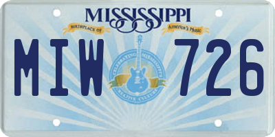 MS license plate MIW726