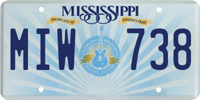 MS license plate MIW738