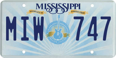 MS license plate MIW747