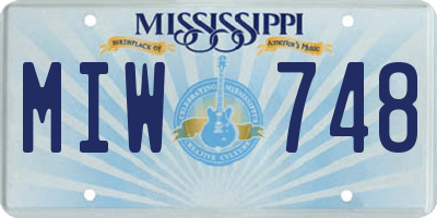 MS license plate MIW748