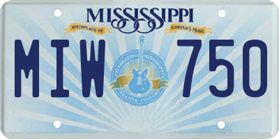 MS license plate MIW750