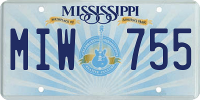 MS license plate MIW755