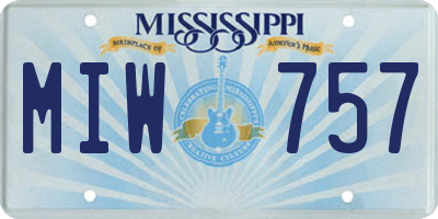 MS license plate MIW757