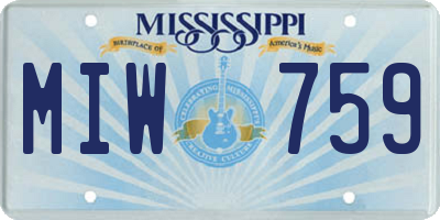 MS license plate MIW759