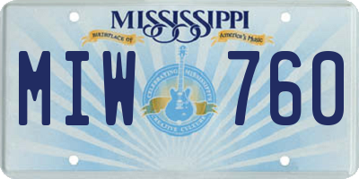 MS license plate MIW760