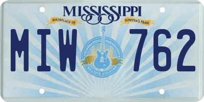MS license plate MIW762