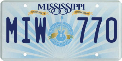 MS license plate MIW770