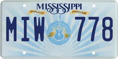MS license plate MIW778