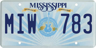 MS license plate MIW783