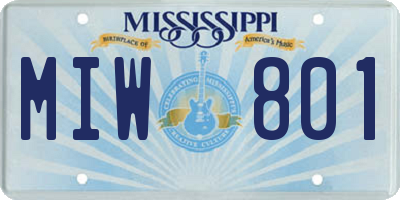 MS license plate MIW801