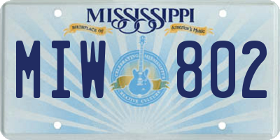 MS license plate MIW802