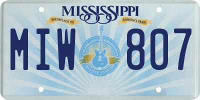 MS license plate MIW807
