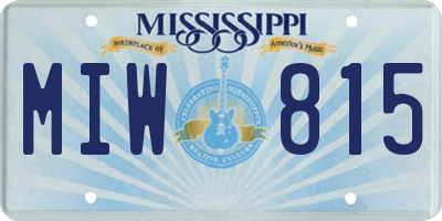 MS license plate MIW815
