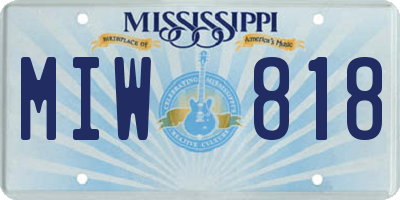 MS license plate MIW818